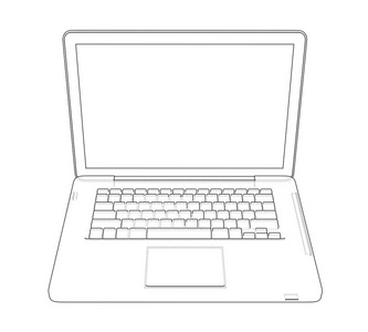 键盘架笔记本素描.矢量照片