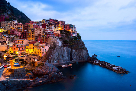 manarola 渔村 意大利的视图