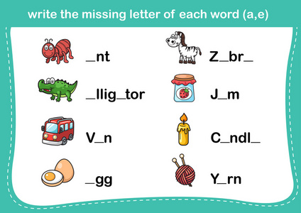 写出每个单词的缺失字母Ae