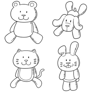 向量集的动物娃娃照片