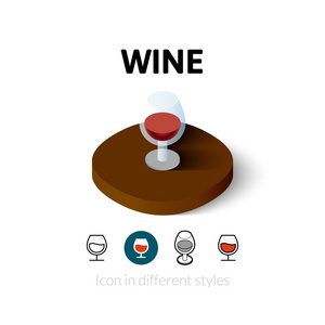 在不同风格的葡萄酒图标