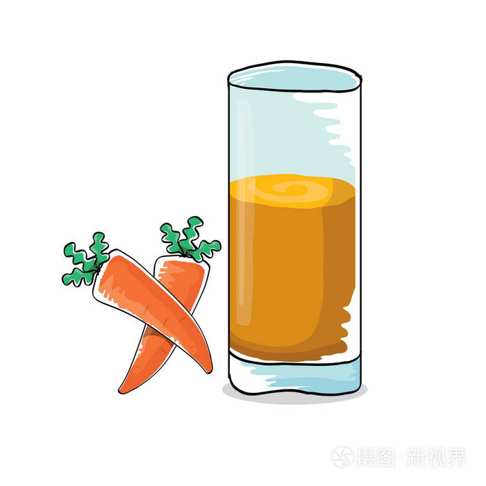 向量杯胡萝卜汁和新鲜胡萝卜