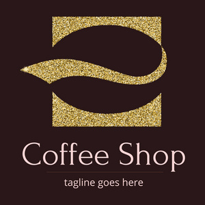 窗体设计与咖啡豆：光泽品牌的闪光概念图标模板