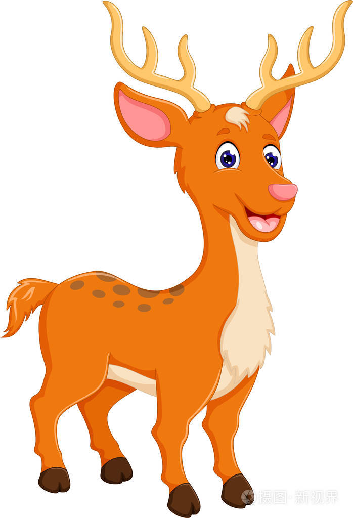 可爱的鹿卡通与微笑合影