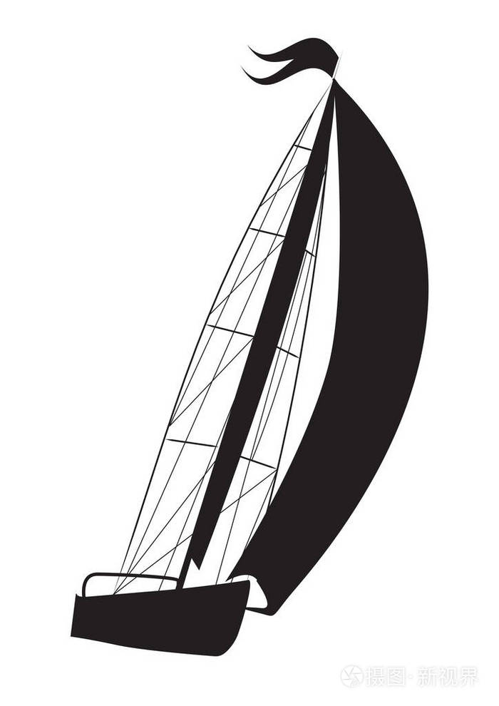 白色背景艺术创意现代平面样式向量元素为设计一个孤立的素描旗鱼插画