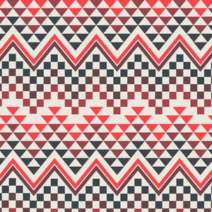 民族的无缝模式。阿兹台克人的几何背景。手绘纳瓦霍的织物。现代抽象壁纸。矢量图