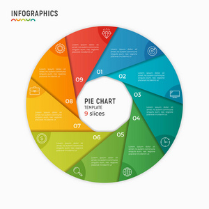 矢量圆图表图表模板。9 选项 步骤 配件