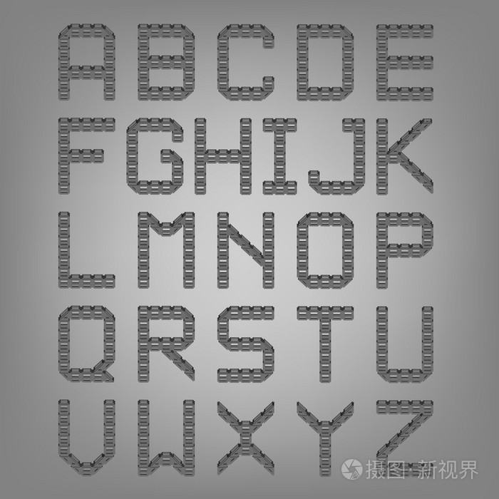 像素字体隔离矢量集. 一组矢量像素字母表