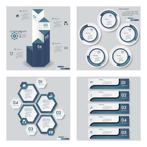 4 蓝色模板图形或网站布局的集合