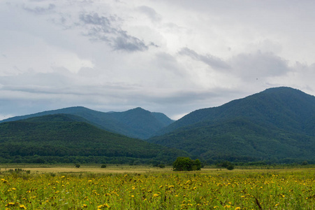 山山谷风景。俄罗斯克拉斯诺达尔地区 Adygea 共和国