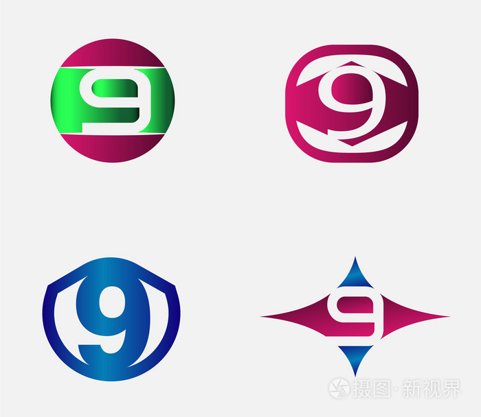 九号标志模板抽象的图标