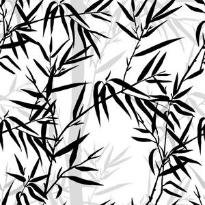 竹子叶背景。用树叶花无缝纹理