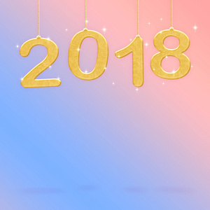 挂在绿色渐变到蓝光的 2018年快乐新的一年白颜色