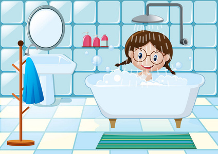 小女孩洗澡的浴室