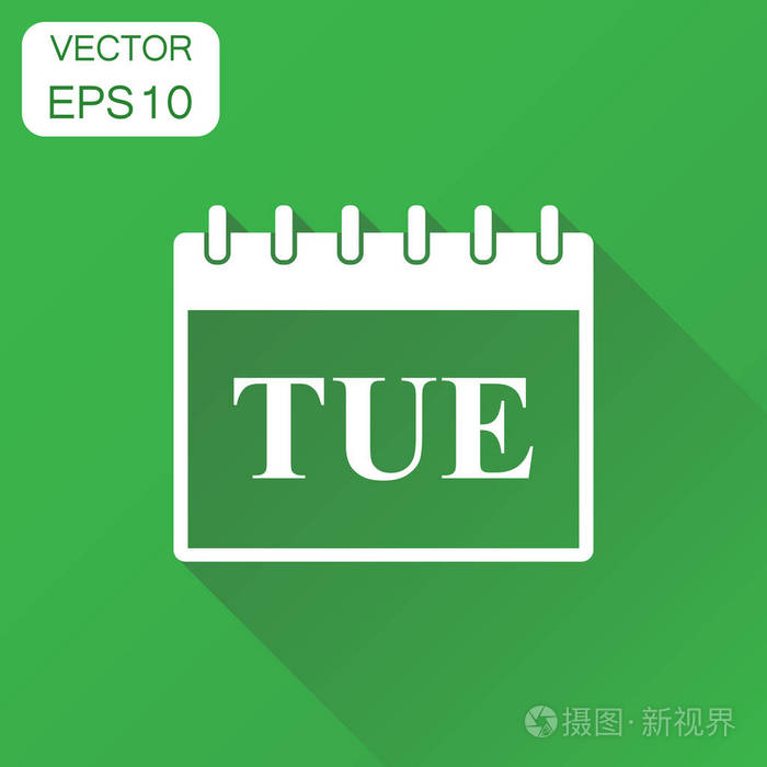 星期二的日历页面图标业务概念星期二日历pi