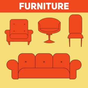 家具抽象图标矢量图图片