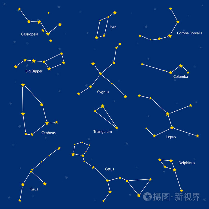 星座 仙后座 北斗七星 仙王座 天琴座 天鹤座 天鹅座插画 正版商用图片0d7t8x 摄图新视界 星座 仙后座 北斗七星 仙王座 天琴座 天鹤座 天鹅座插画 正版商用图片0d7t8x 摄图新视界