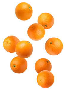 孤立在白色背景上的下降橘子