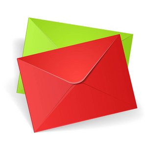 绿色和红色的邮件信封