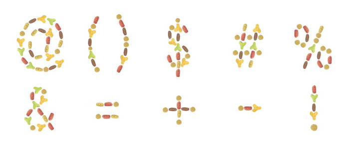 一套的标点符号组成的宠物食品图片