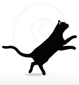 矢量图像-猫剪影跳跃的姿势照片