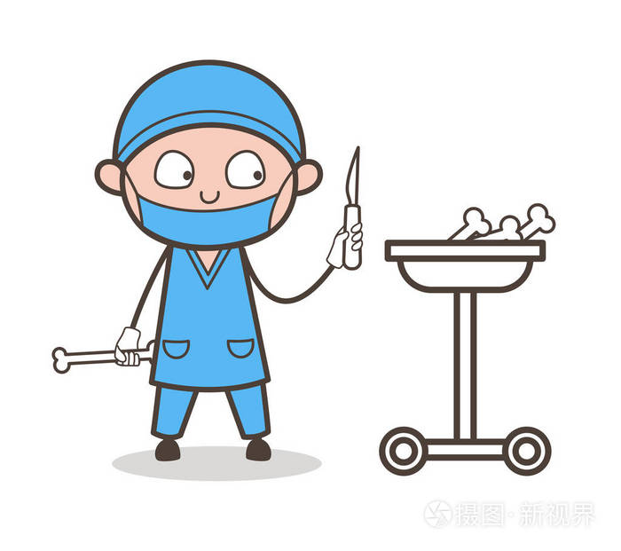 卡通整形外科医生做实验与骨头矢量
