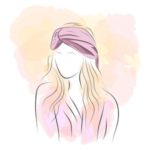 粉色头巾的女人剪影