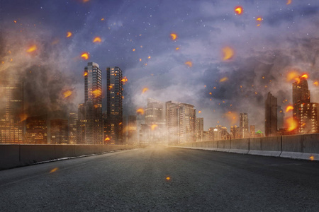 在现代城市中的灾难照片