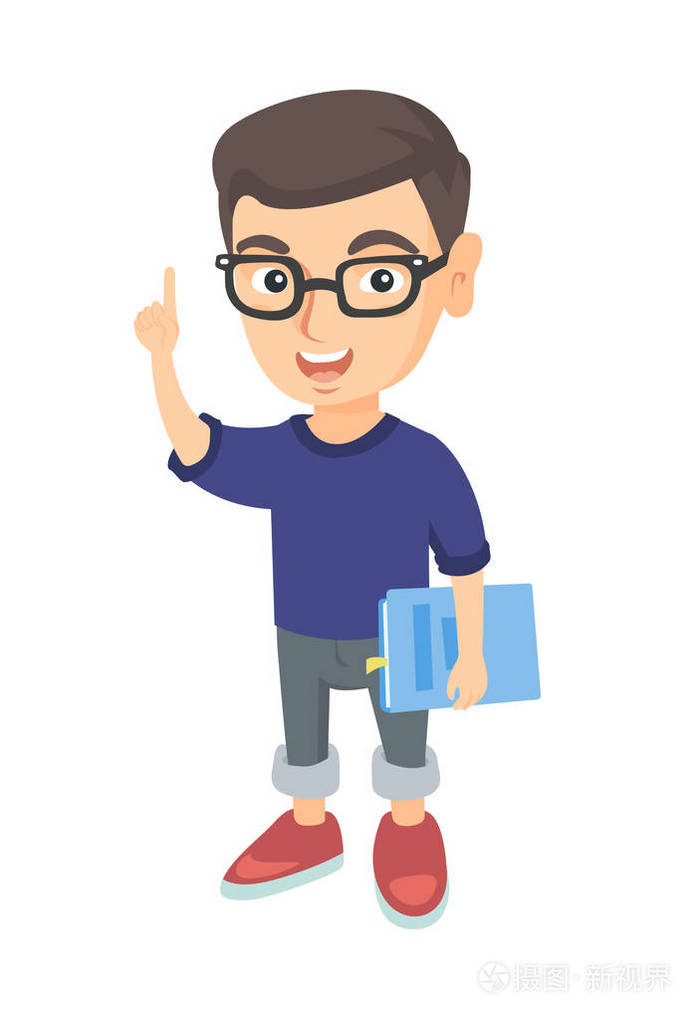 小高加索小学生指点食指向上