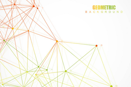 与连接的线和点的几何抽象背景。结构分子和通信。您设计的的科学概念。医疗 技术 科学背景。矢量图