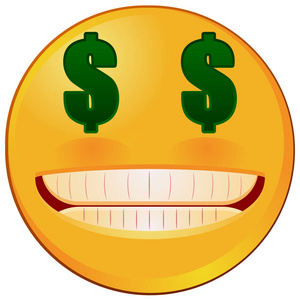 与我们美元的眼睛表情矢量图标照片