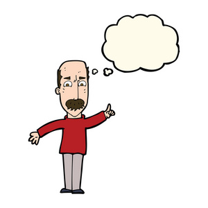 卡通漫画的人发出严厉的警告,与思想泡泡照片