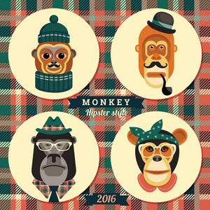 矢量图的猴子，2016 年的符号