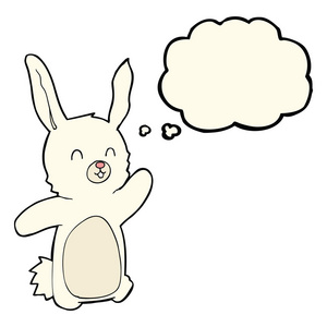 卡通快乐兔与思想泡泡