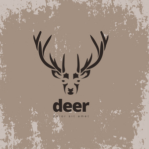 艺术的程式化的鹿图标.剪影的野生动物.创意艺术标志设计.矢量图照片