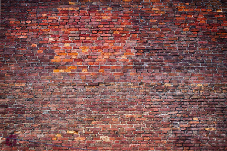 红砖墙，城市外部风化表面作为背景
