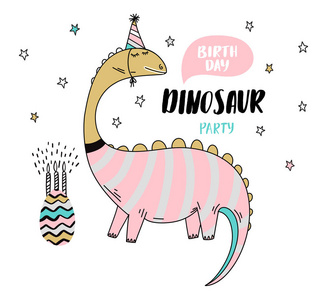 与恐龙的生日贺卡