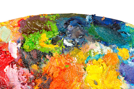 这位画家的工具这位艺术家的调色板照片