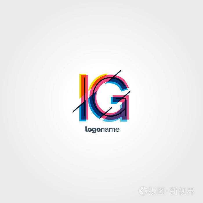 多色字母徽标ig