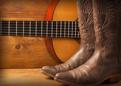 乡村音乐与吉他和牛仔鞋