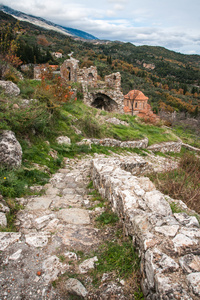 Mystras 拜占庭城堡镇的废墟