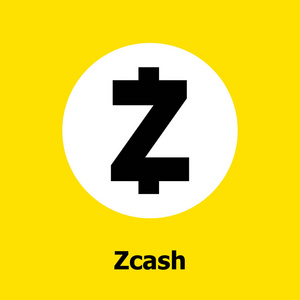 Zcash criptocurrency blockchain 平面图标黄色背景。矢量 zcash 图标