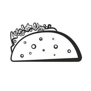 黑色的孤立的大纲 taco 图标照片