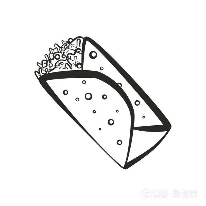 黑色的孤立的大纲卷饼图标插画-正版商用图片0da17h-摄图新视界