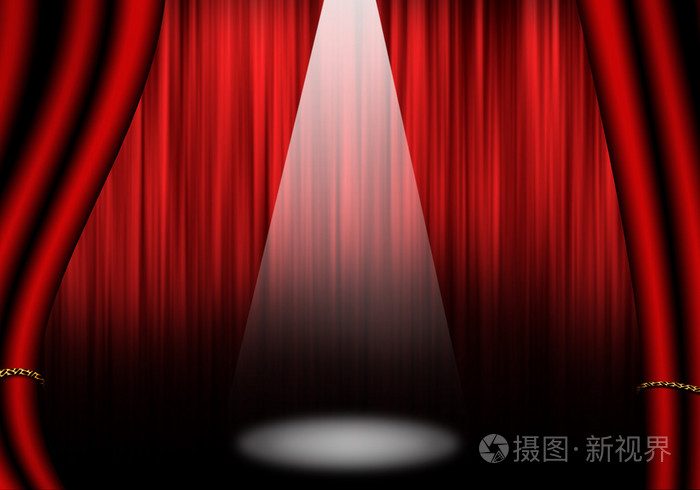 用红色帷幕填充对象剧院舞台.孤立对白色
