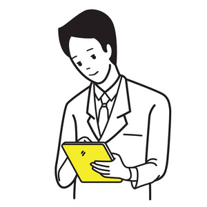 使用平板电脑的商人插画