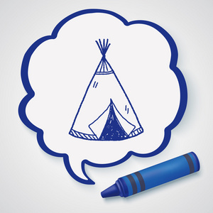 印第安人帐篷涂鸦图标元素