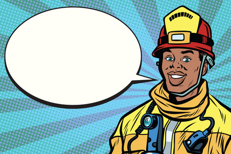 非洲裔美国消防队员肖像漫画泡沫
