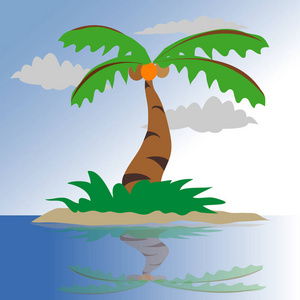 椰子的树上的一个小岛