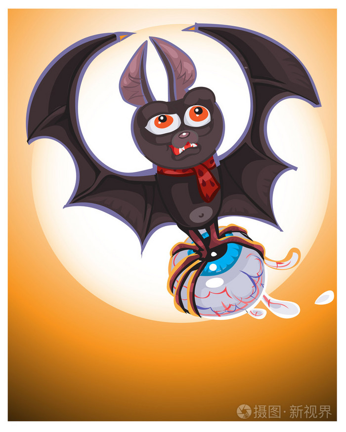可爱卡通万圣节蝙蝠飞的插图